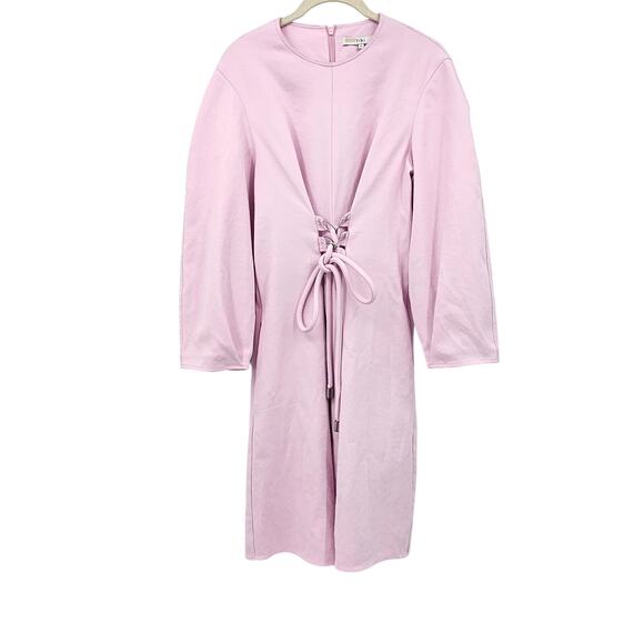 TIBI Lace-Up Crepe Midi Dress Purple Lilac‎ Size 8 - Picture 8 of 16